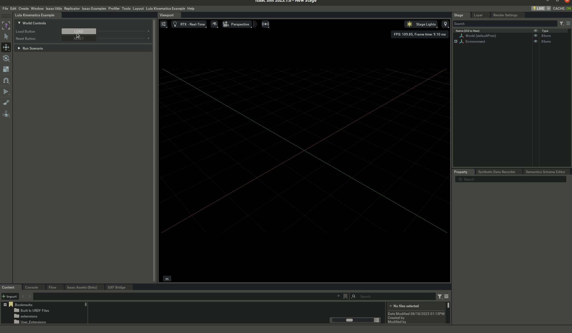 Using LulaKinematicsSolver to reach a target with inverse kinematics.