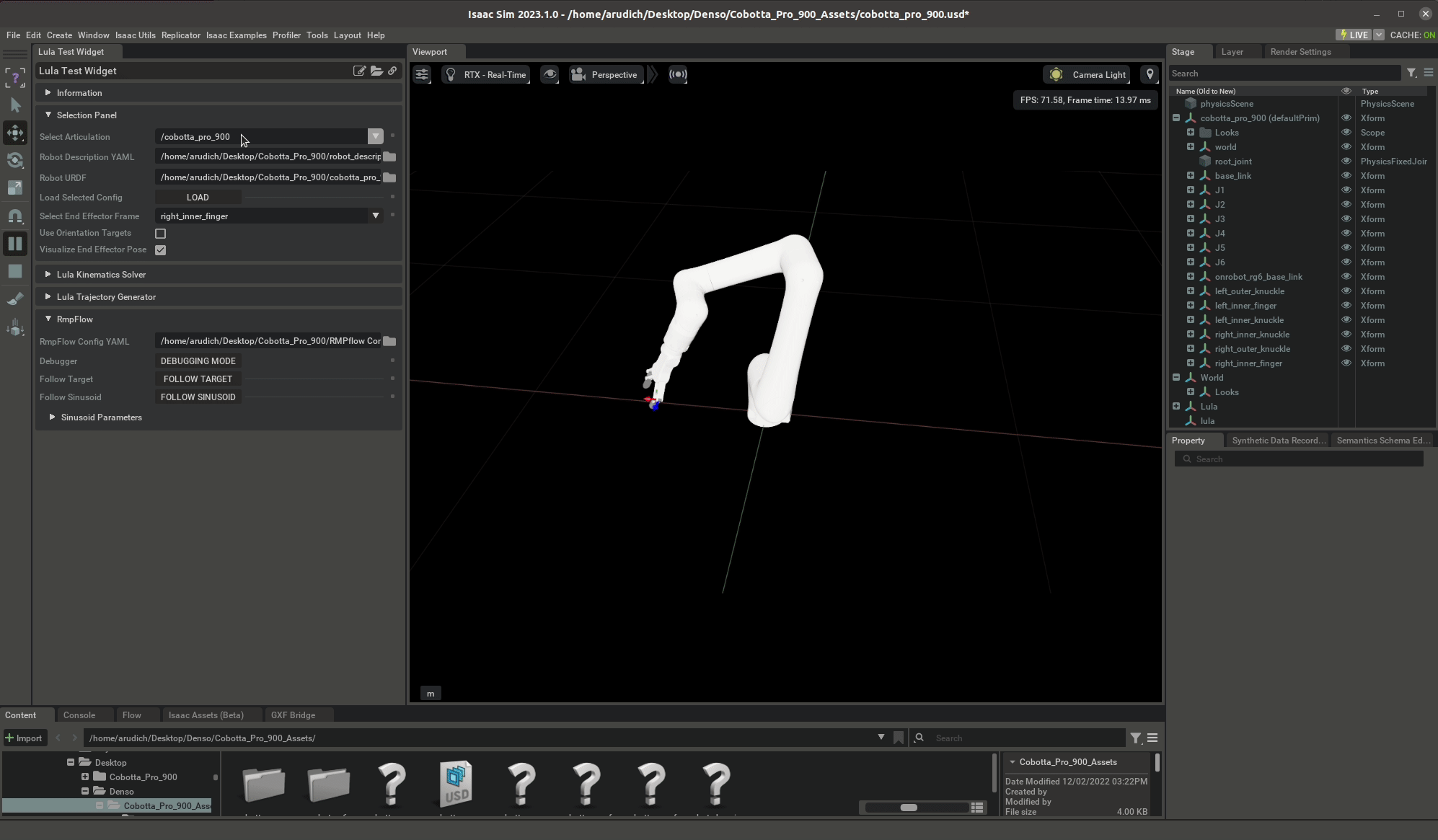 Using a the "gripper_center" frame as the end effector frame with RMPflow
