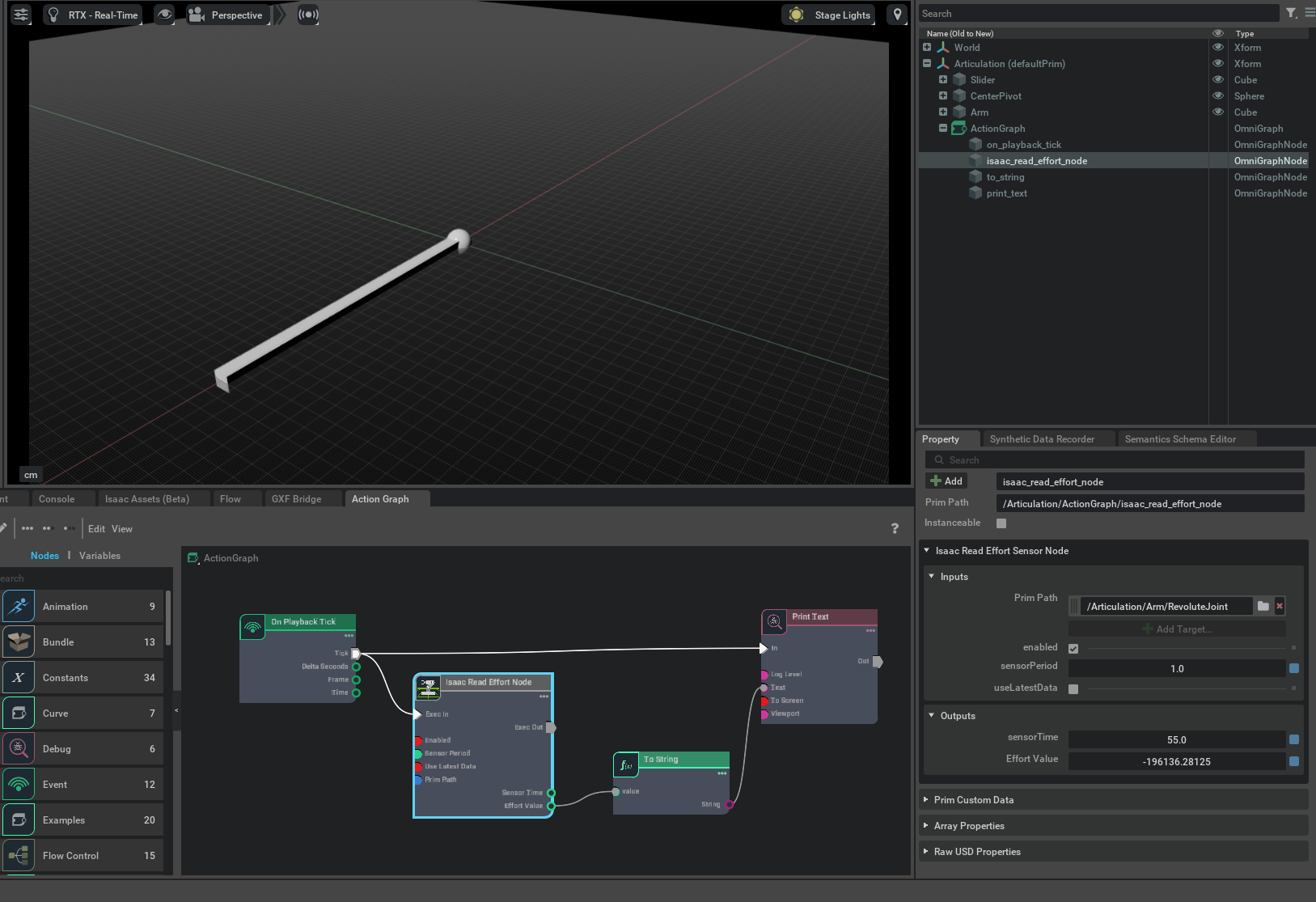Read effort sensor Action Graph set up