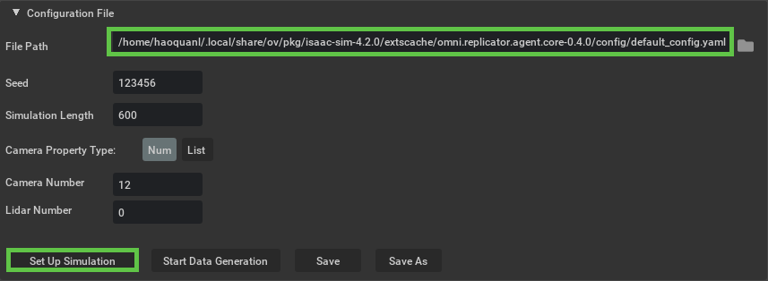Configuration File Panel from the ORA UI