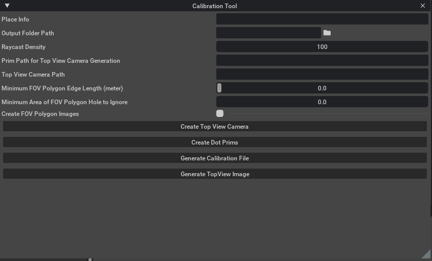 an example of what the UI looks like for the camera calibration extension