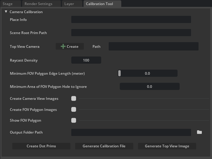 an example of what the UI looks like for the camera calibration extension