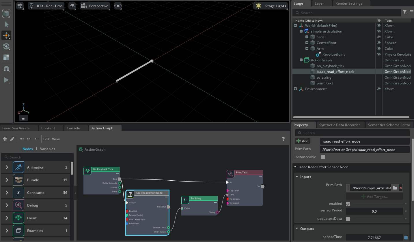Read Effort Sensor Action Graph set up