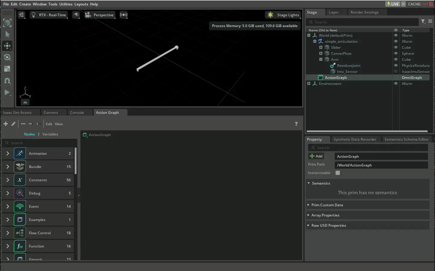 Read Imu Action Graph set up