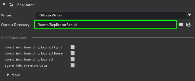Replicator Settings Panel from the IRA UI