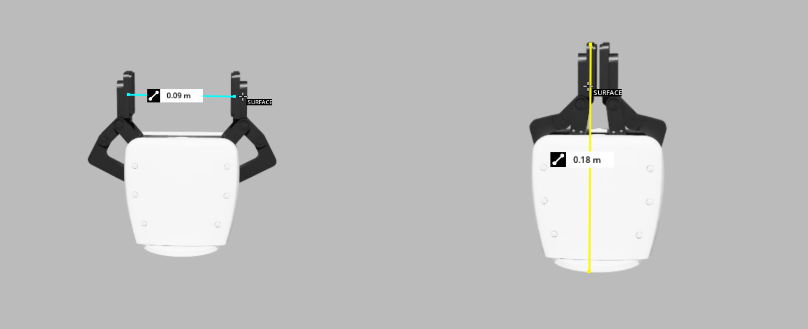 Using the Measure Tool for gripper and standoff distances