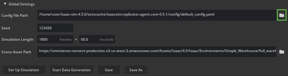 File picker icon from the Configuration File panel