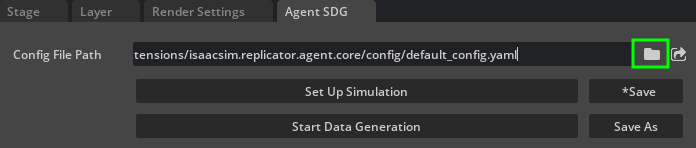 File picker icon from the Configuration File panel